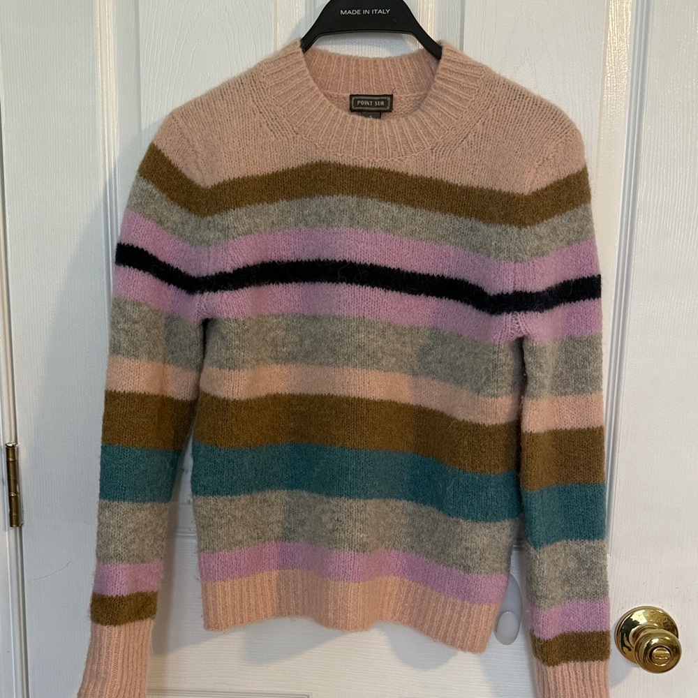 Point Sur by JCrew Stylish Multicolor Striped Crewneck Sweater